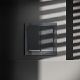 Выключатель двухклавишный с подсветкой S70 (графит) / Voltum VLS020207