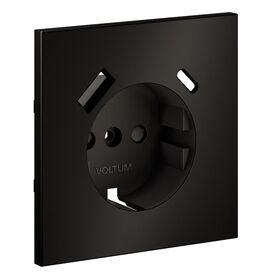 Накладка для розетки с заземлением и защитными шторками, с USB A+C S70 Metal (антрацит) / Voltum VLSM001012