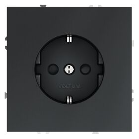 Розетка с заземлением и защитными шторками S70 (графит) / Voltum VLS040207