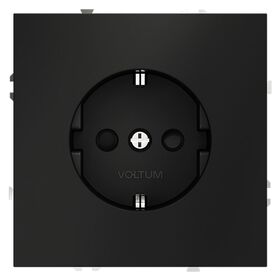 Розетка с заземлением и защитными шторками S70 (черный матовый) / Voltum VLS040208