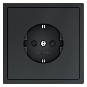 Розетка с заземлением и защитными шторками S70 (графит) / Voltum VLS040207