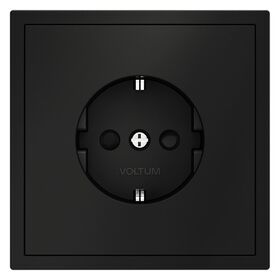 Розетка с заземлением и защитными шторками S70 (черный матовый) / Voltum VLS040208