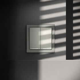 Проходной переключатель двухклавишный с подсветкой S70 (сталь) / Voltum VLS020405