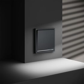 Проходной переключатель одноклавишный с подсветкой S70 (графит) / Voltum VLS010407