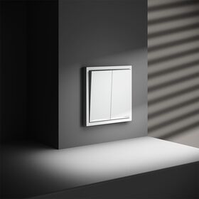 Проходной переключатель двухклавишный с подсветкой S70 (белый матовый) / Voltum VLS020402