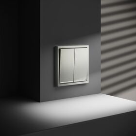 Проходной переключатель двухклавишный с подсветкой S70 (сталь) / Voltum VLS020405