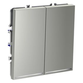 Проходной переключатель двухклавишный с подсветкой S70 (сталь) / Voltum VLS020405