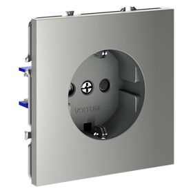 Розетка с заземлением и защитными шторками S70 (сталь) / Voltum VLS040205