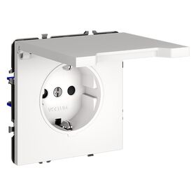 Розетка с заземлением, защитными шторками и крышкой S70 (белый матовый) / Voltum VLS040302