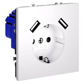 Розетка с заземлением и защитными шторками с USB A+A S70 (белый матовый) / Voltum VLS040402