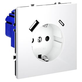 Розетка с заземлением и защитными шторками с USB A+С S70 (белый матовый) / Voltum VLS040502